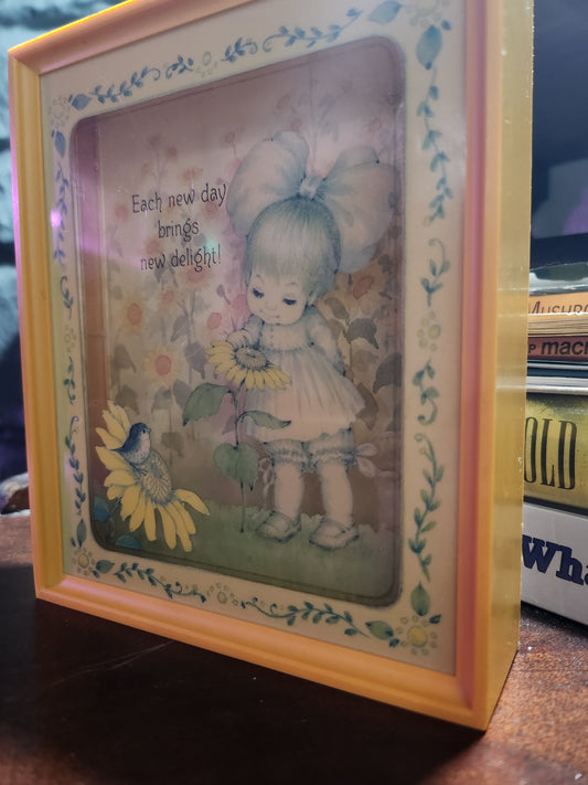 Hallmark Scene-Setter Vintage Wall Shadow Box Yellow Girl and Garden