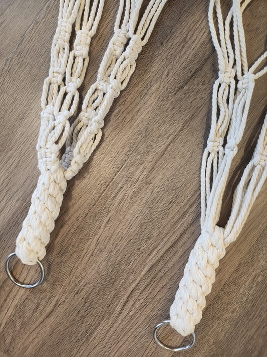 Macrame Hanging Plant Holder Set of Two Bone White 960