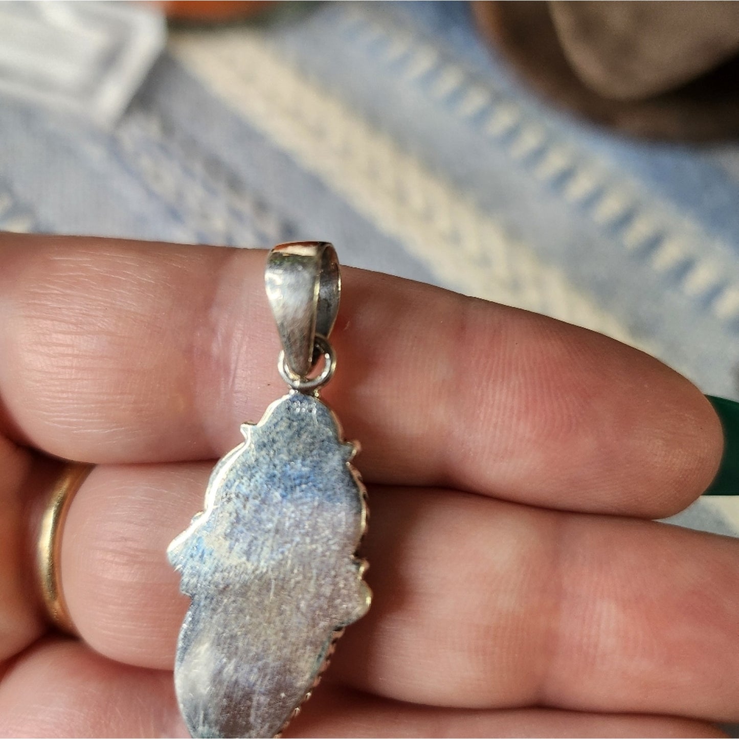 New - White Water + Golden Hills Turquoise Double Closed Sterling Silver Pendant