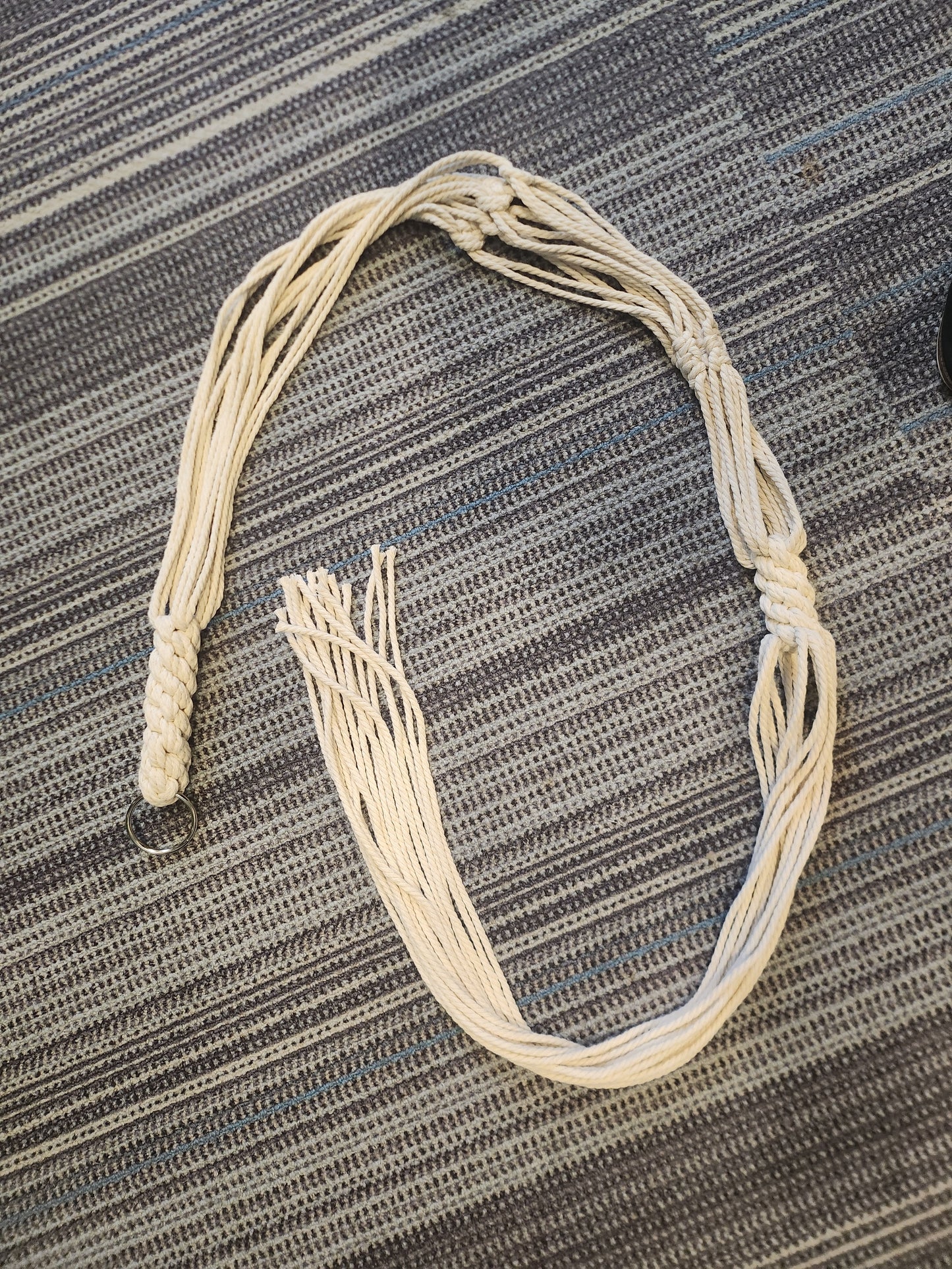 Long Tassel Macrame Knotted Hanging Plant Holder Bone White 961