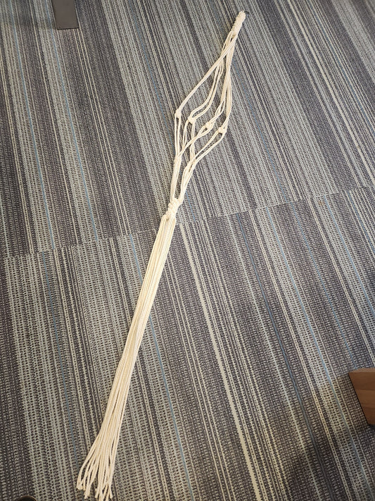 Long Tassel Macrame Knotted Hanging Plant Holder Bone White 961