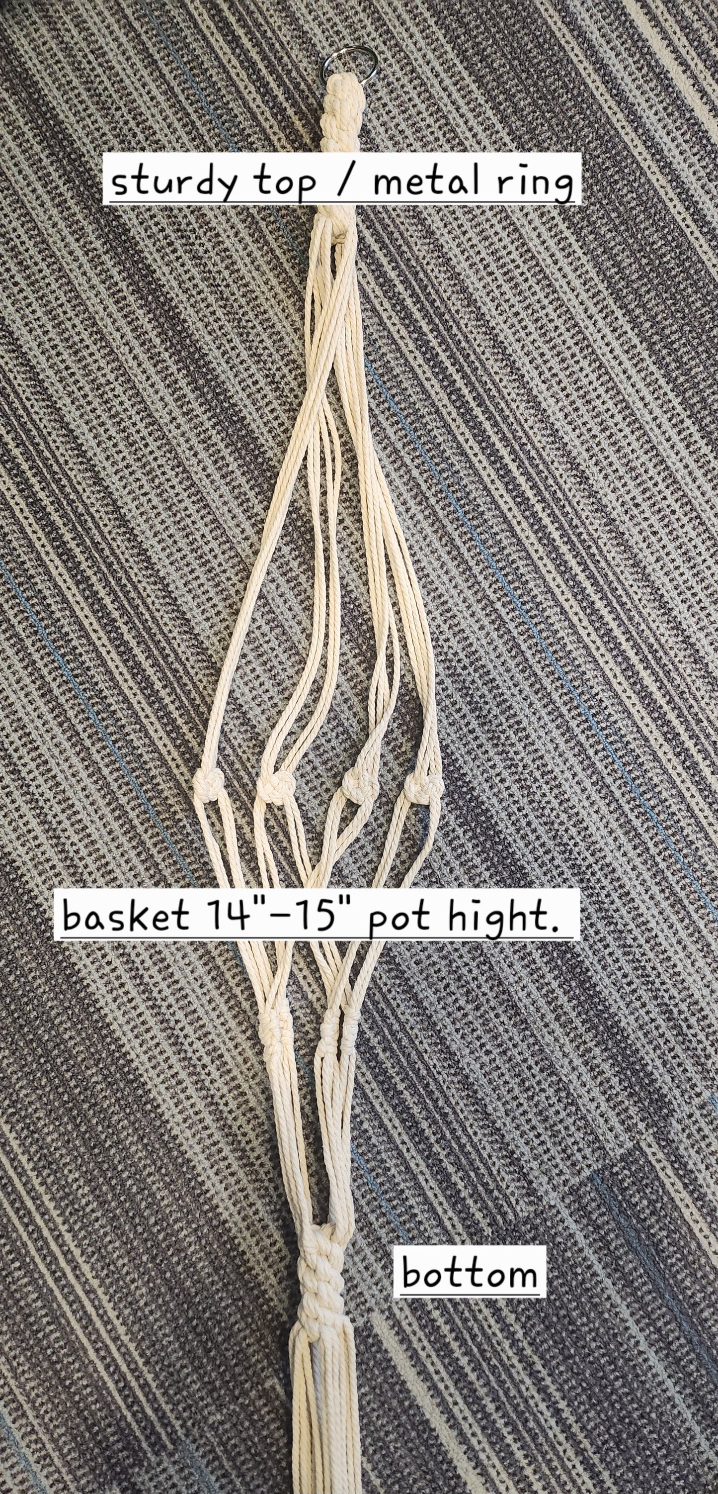 Long Tassel Macrame Knotted Hanging Plant Holder Bone White 961