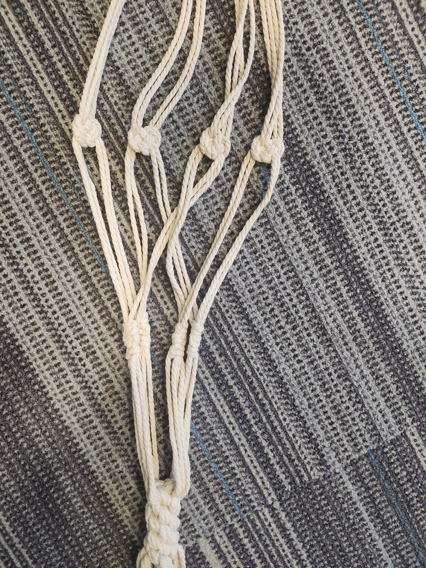 Long Tassel Macrame Knotted Hanging Plant Holder Bone White 961