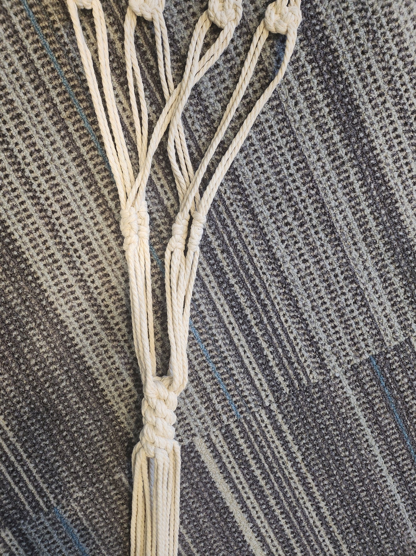 Long Tassel Macrame Knotted Hanging Plant Holder Bone White 961