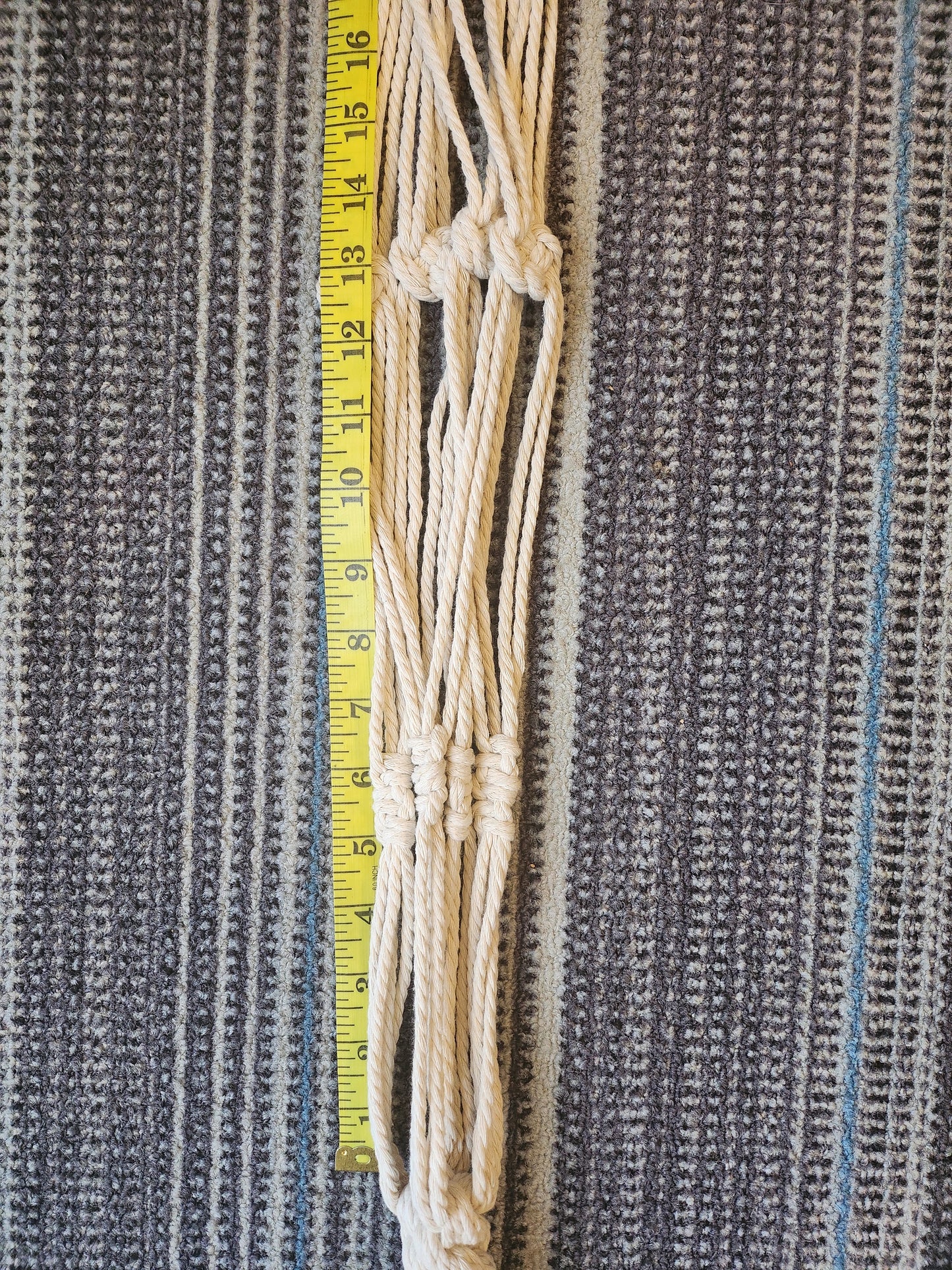 Long Tassel Macrame Knotted Hanging Plant Holder Bone White 961