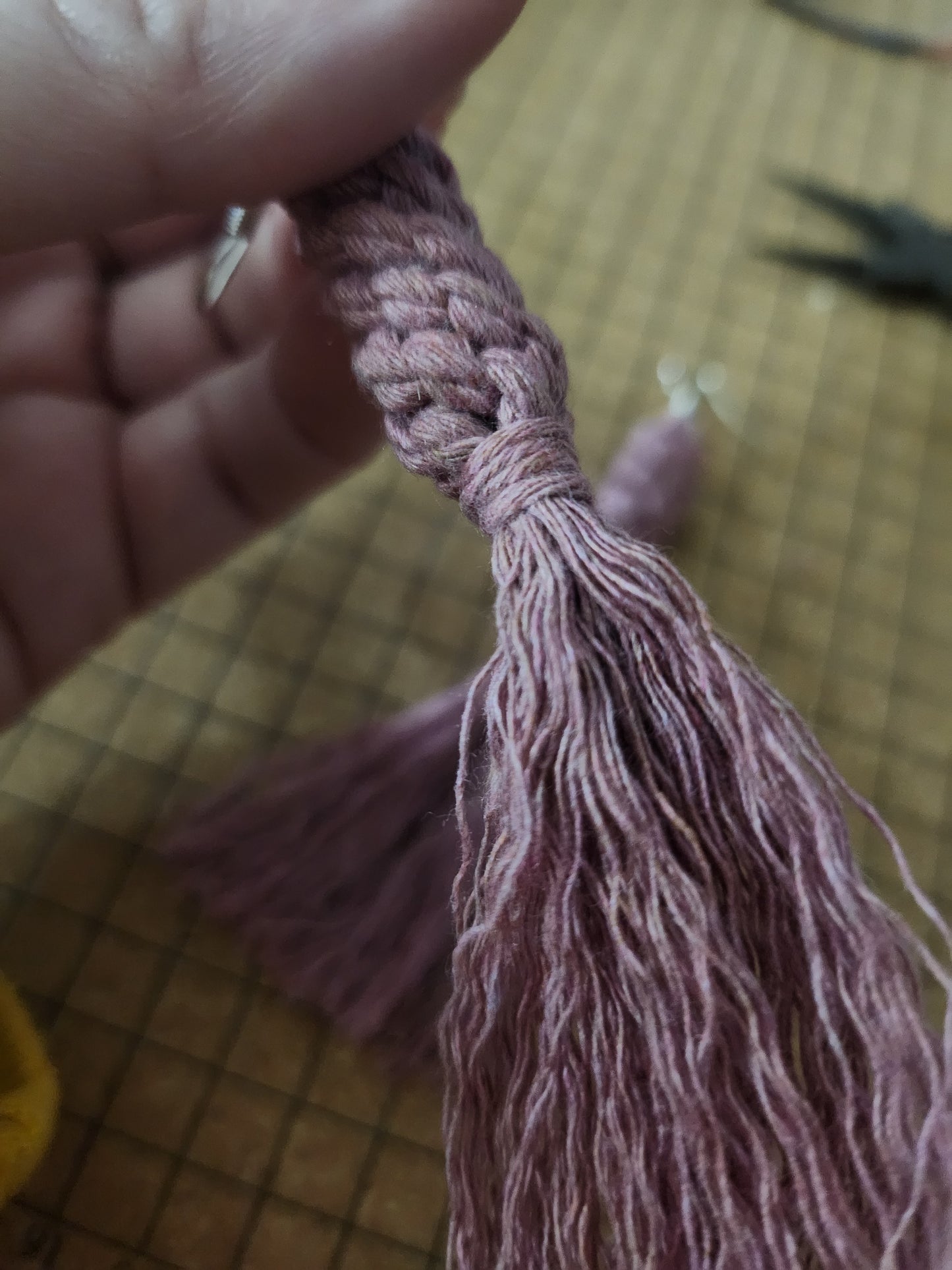 Boho Macrame Knotted Long Fringe Tassel Statement Earrings - Rose