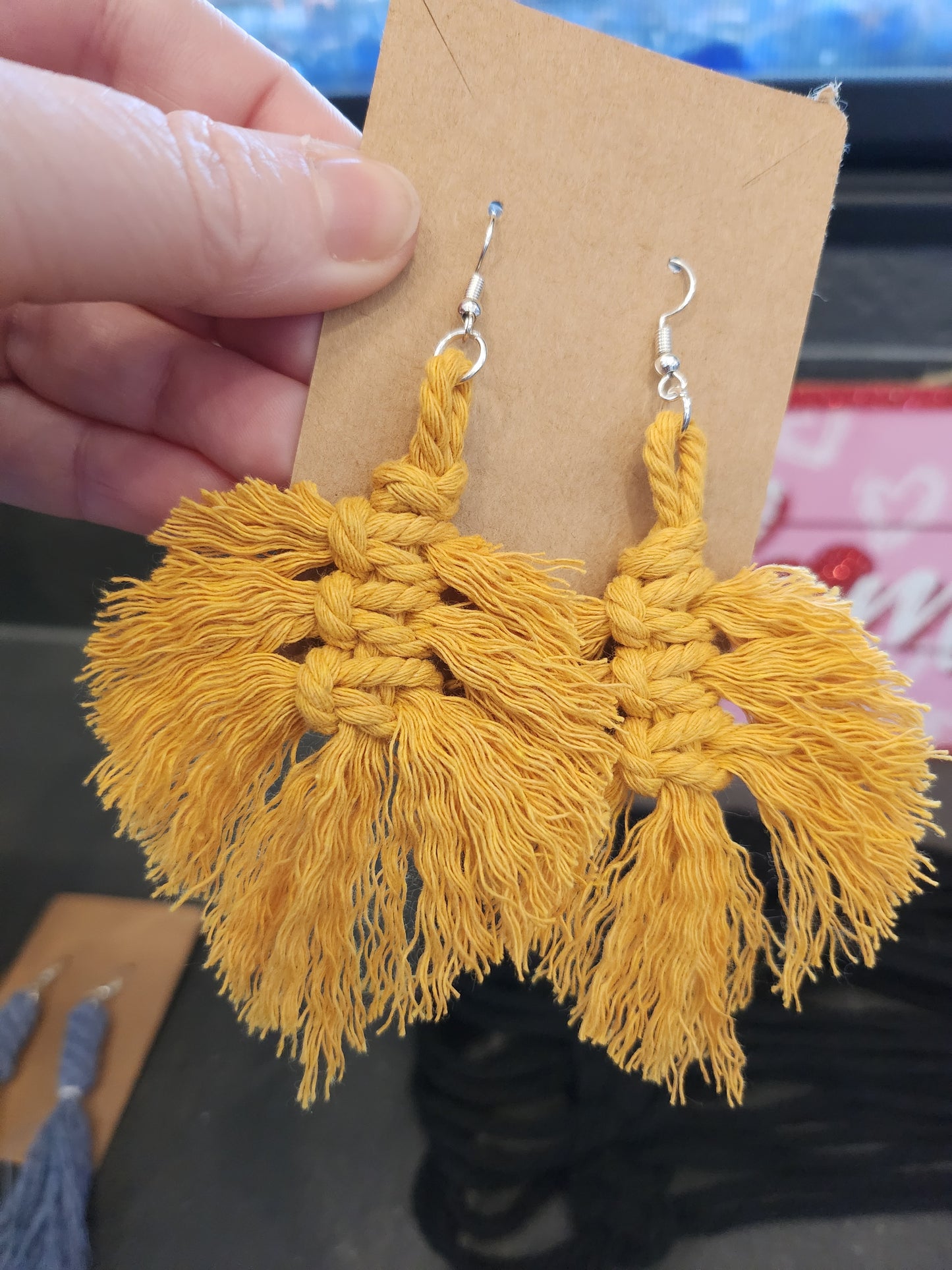 Shaggy Macrame Boho Knotted Fringe Leaf Drop Earrings - multiple color option