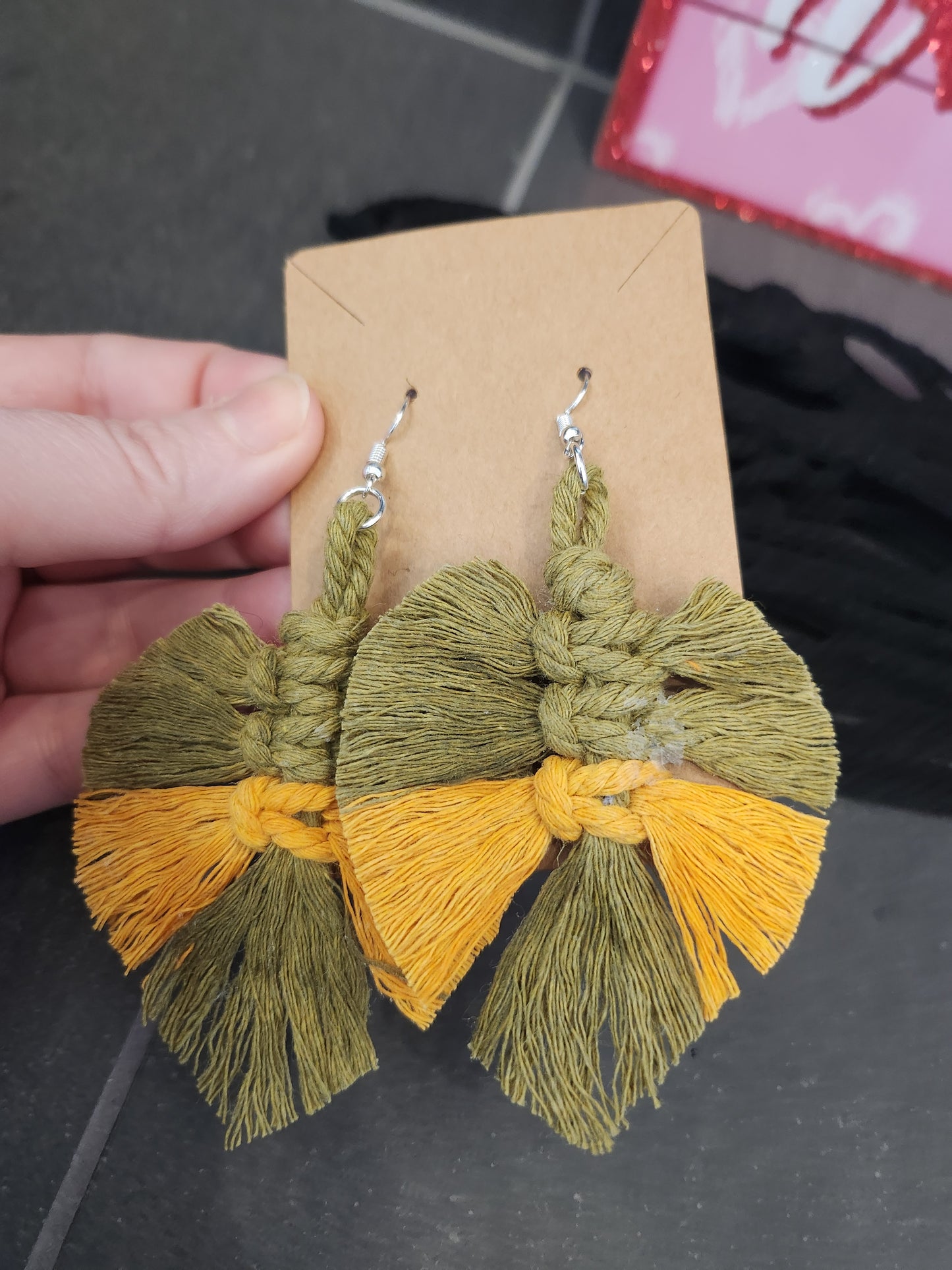 Shaggy Macrame Boho Knotted Fringe Leaf Drop Earrings - multiple color option