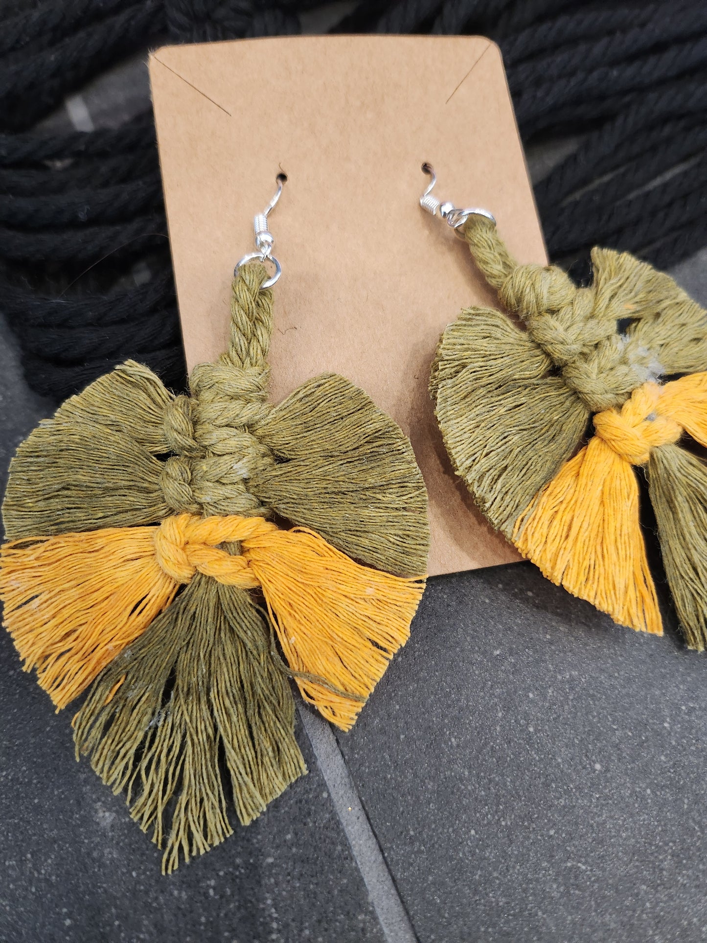 Shaggy Macrame Boho Knotted Fringe Leaf Drop Earrings - multiple color option