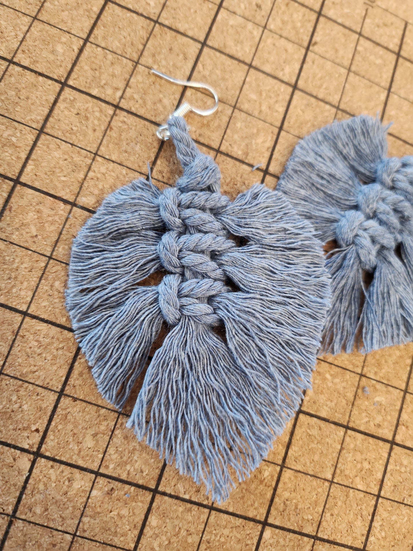 Shaggy Macrame Boho Knotted Fringe Leaf Drop Earrings - multiple color option