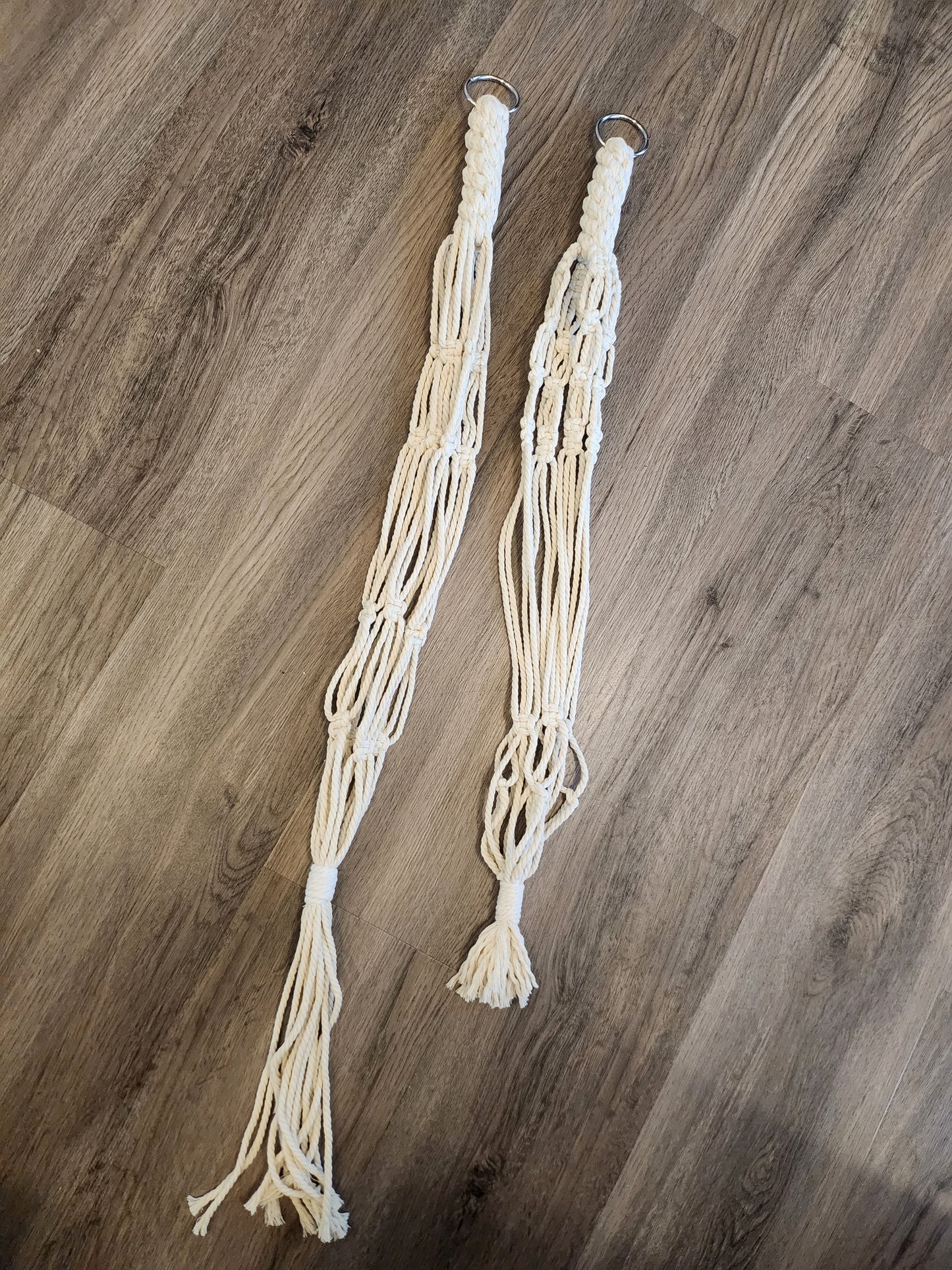 Macrame Hanging Plant Holder Set of Two Bone White 960