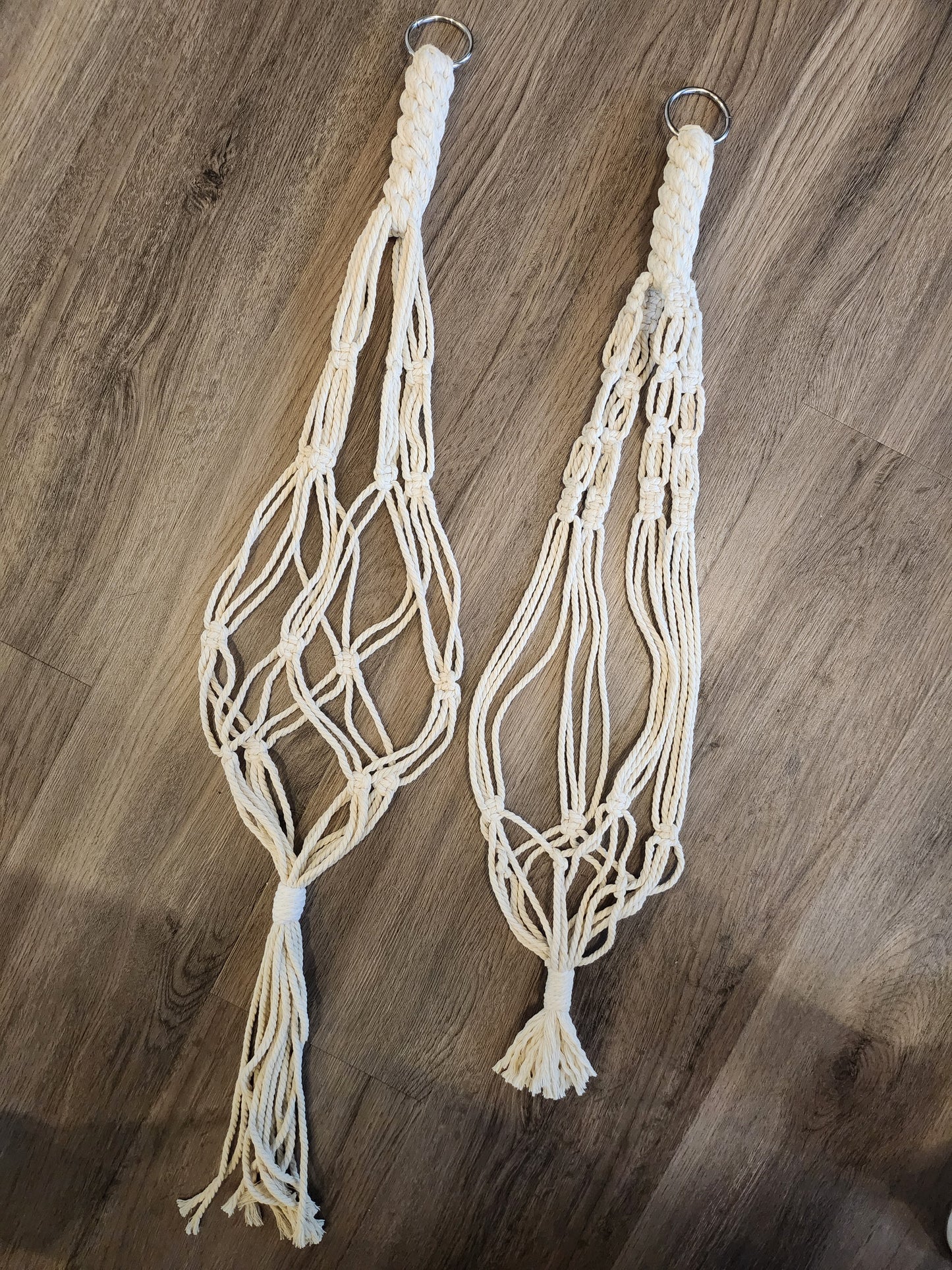 Macrame Hanging Plant Holder Set of Two Bone White 960