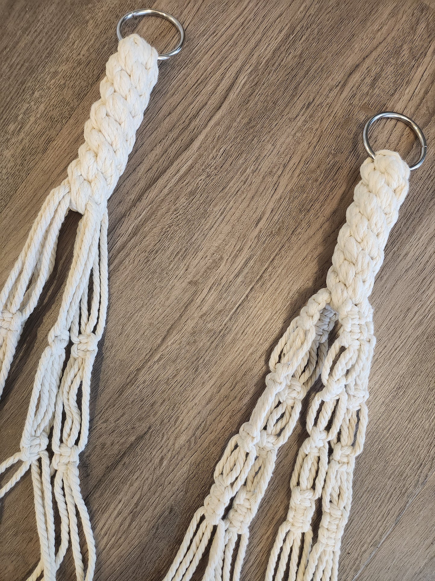 Macrame Hanging Plant Holder Set of Two Bone White 960
