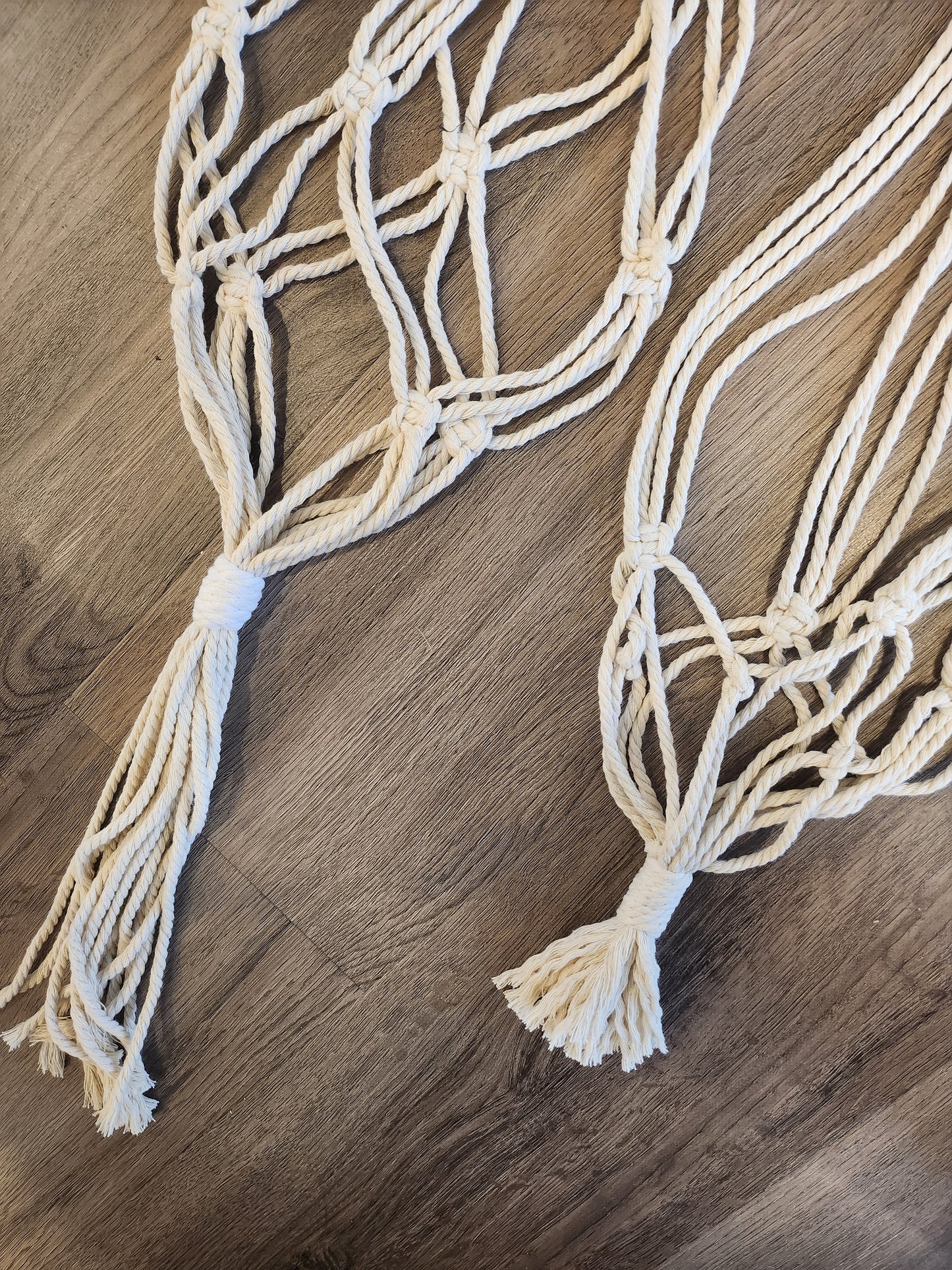 Macrame Hanging Plant Holder Set of Two Bone White 960