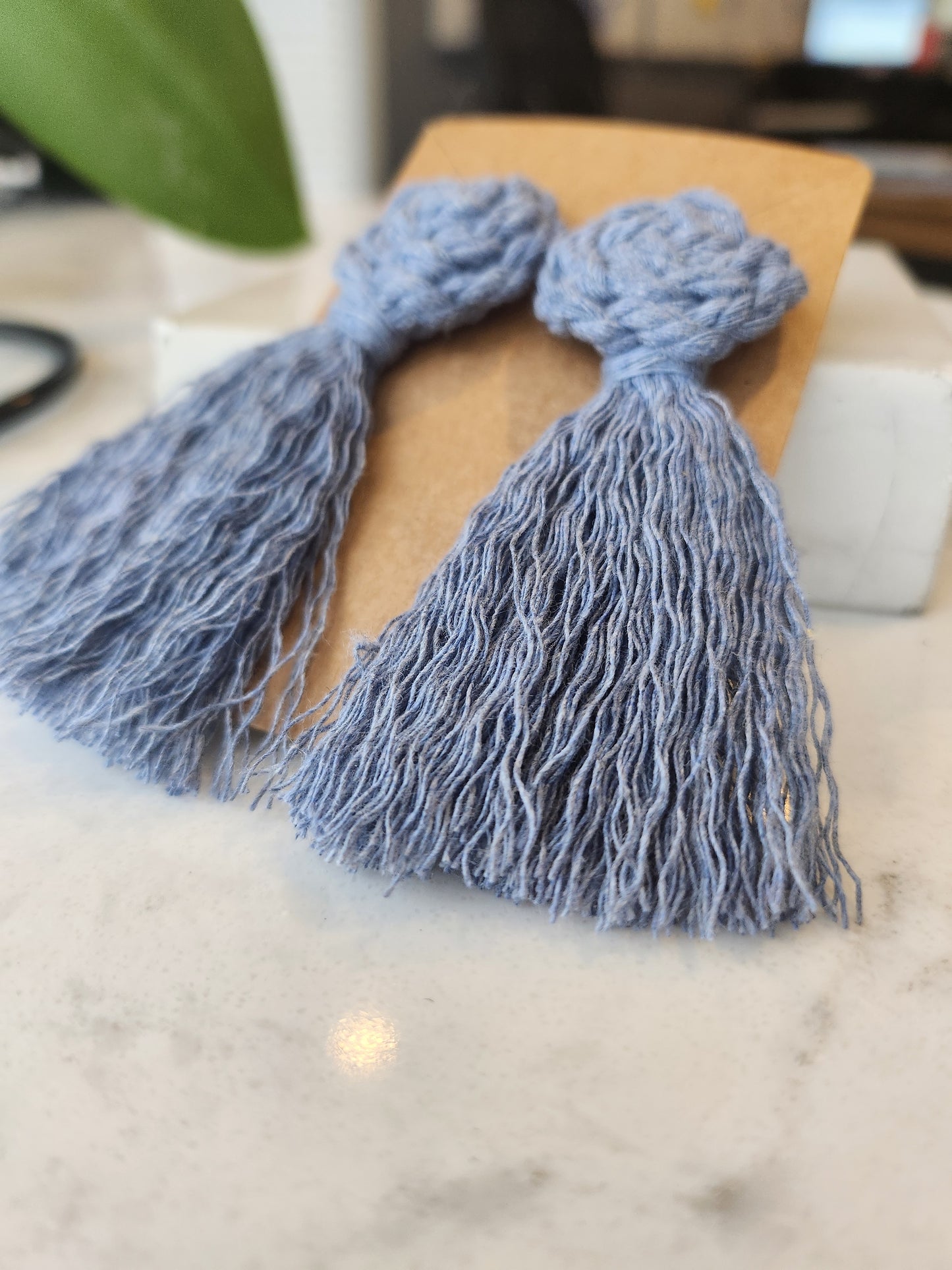 Macrame Pinwheel and Fringe Tassel Soft Statement Earrings