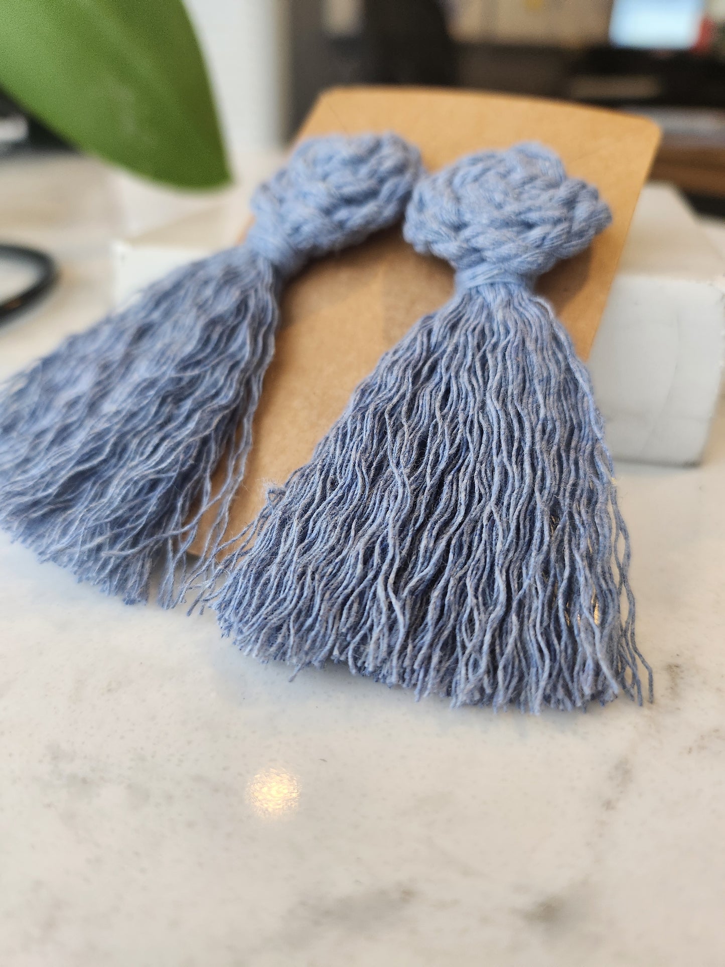 Macrame Pinwheel and Fringe Tassel Soft Statement Earrings