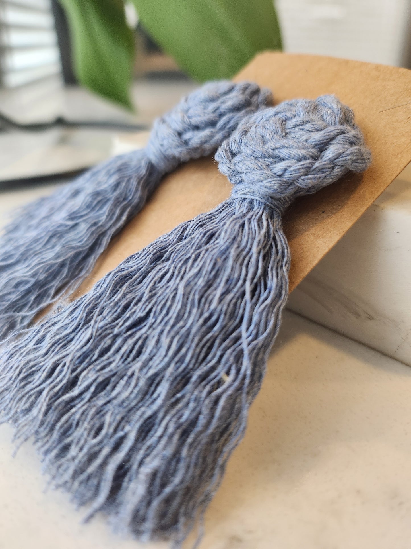 Macrame Pinwheel and Fringe Tassel Soft Statement Earrings