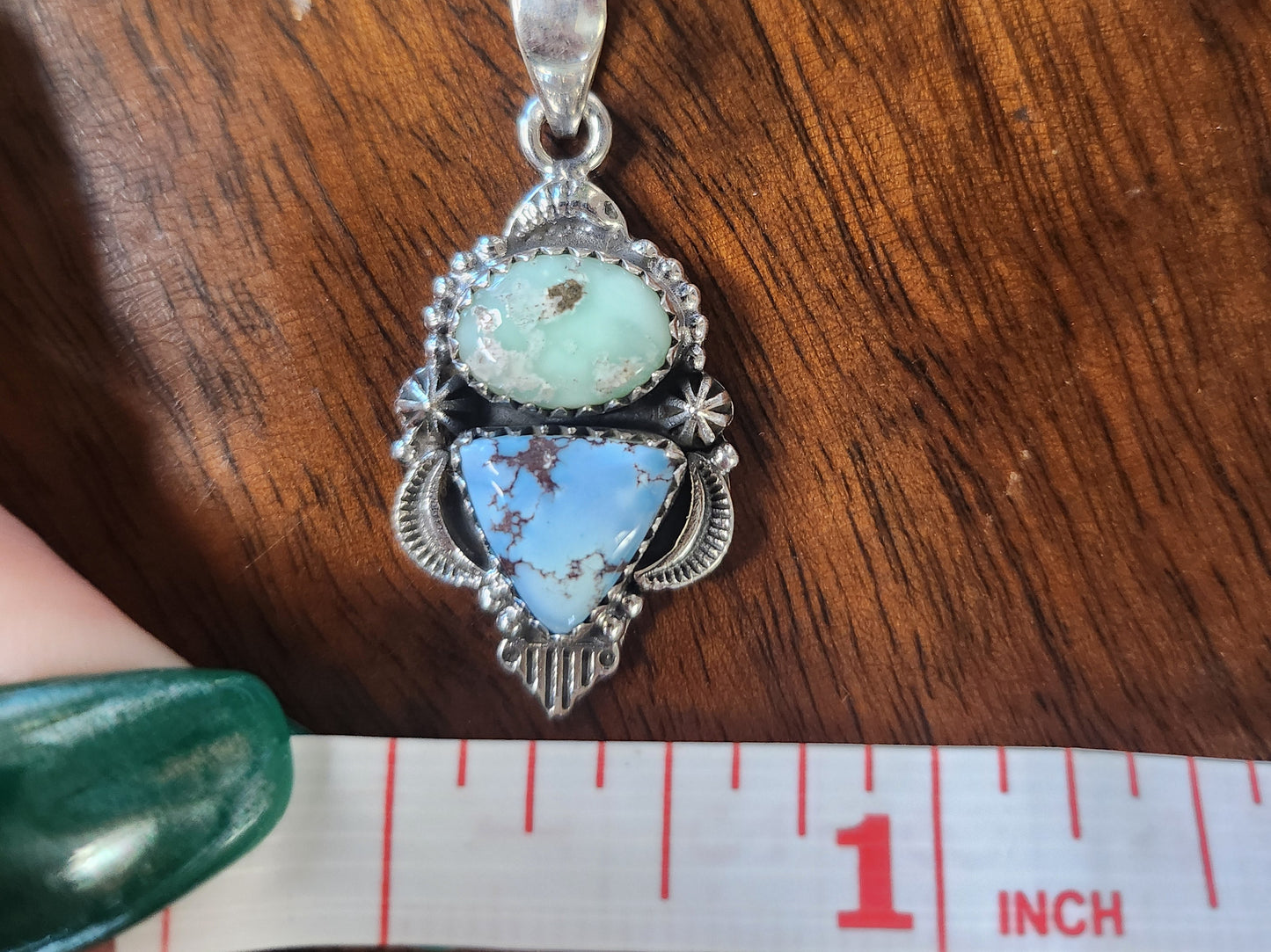 Genuine Golden Hills & Paloma Turquoise Double Pendant | Sterling Silver 925 | Handmade | Native inspired | Southwestern