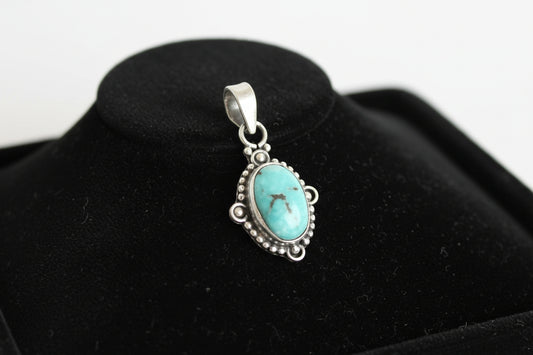 Sterling Silver Turquoise Pendant | Genuine Cabochon | Southwestern Style