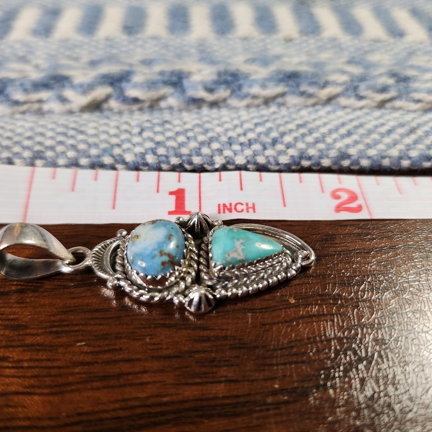 New - White Water + Golden Hills Turquoise Double Closed Sterling Silver Pendant