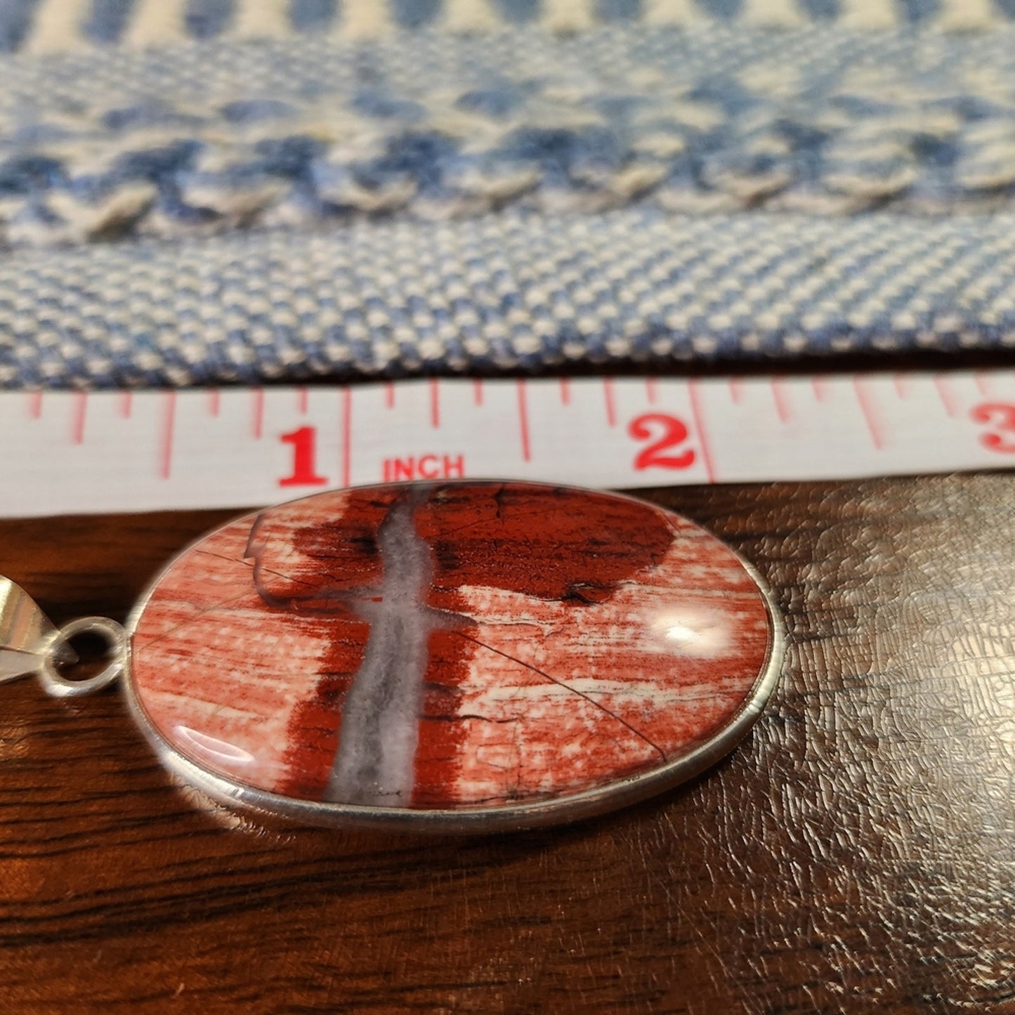 Oval Red Jasper Sterling Silver 925 Pendant | Earthy Boho Statement