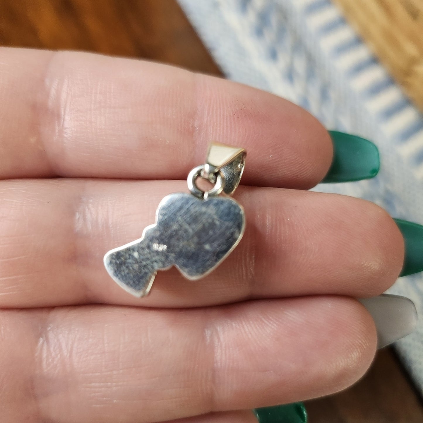 New Cotton Candy Turquoise Double Heart Sterling Silver Pendant | Charm