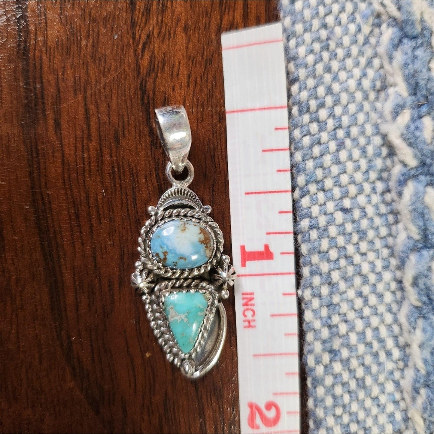 New - White Water + Golden Hills Turquoise Double Closed Sterling Silver Pendant