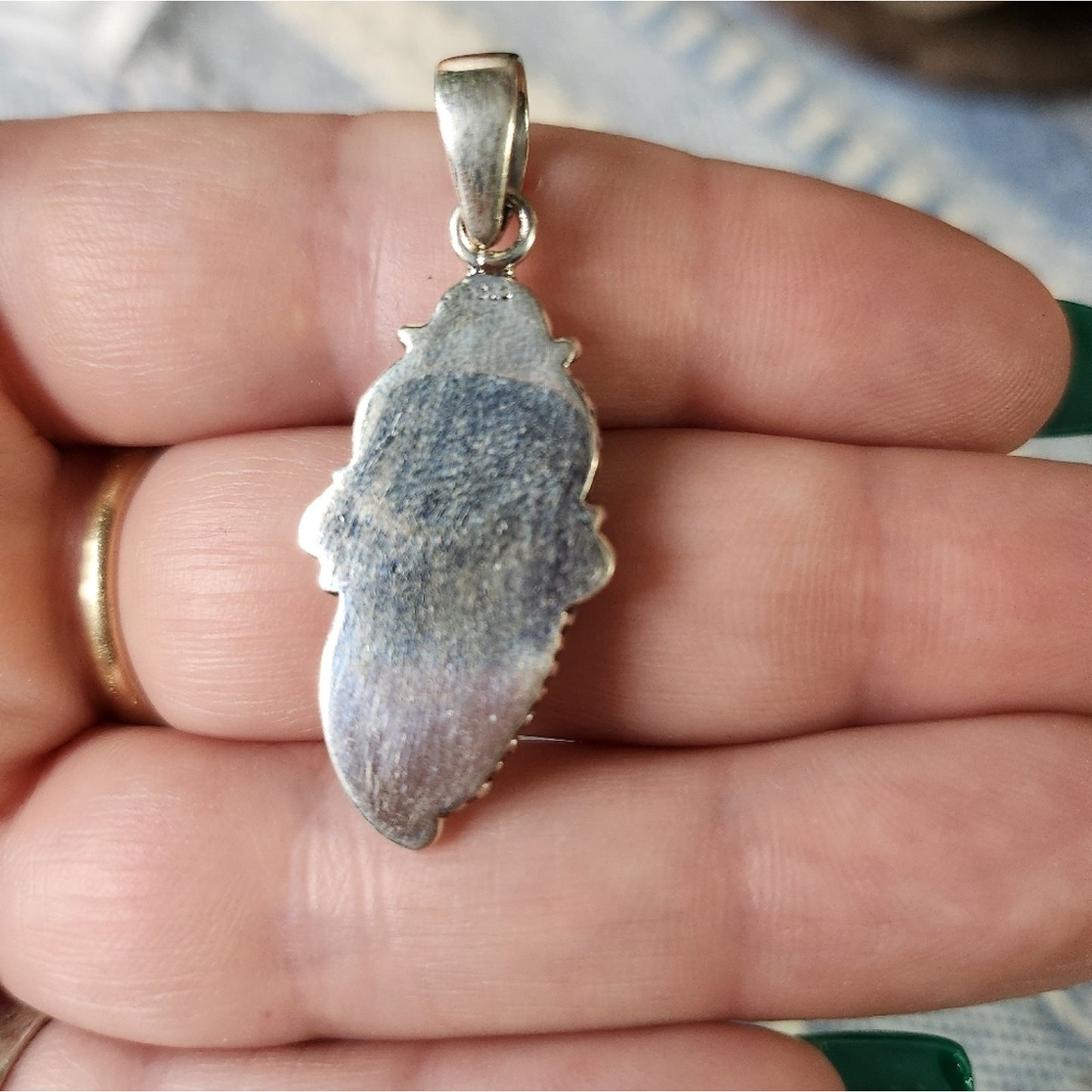 New - White Water + Golden Hills Turquoise Double Closed Sterling Silver Pendant