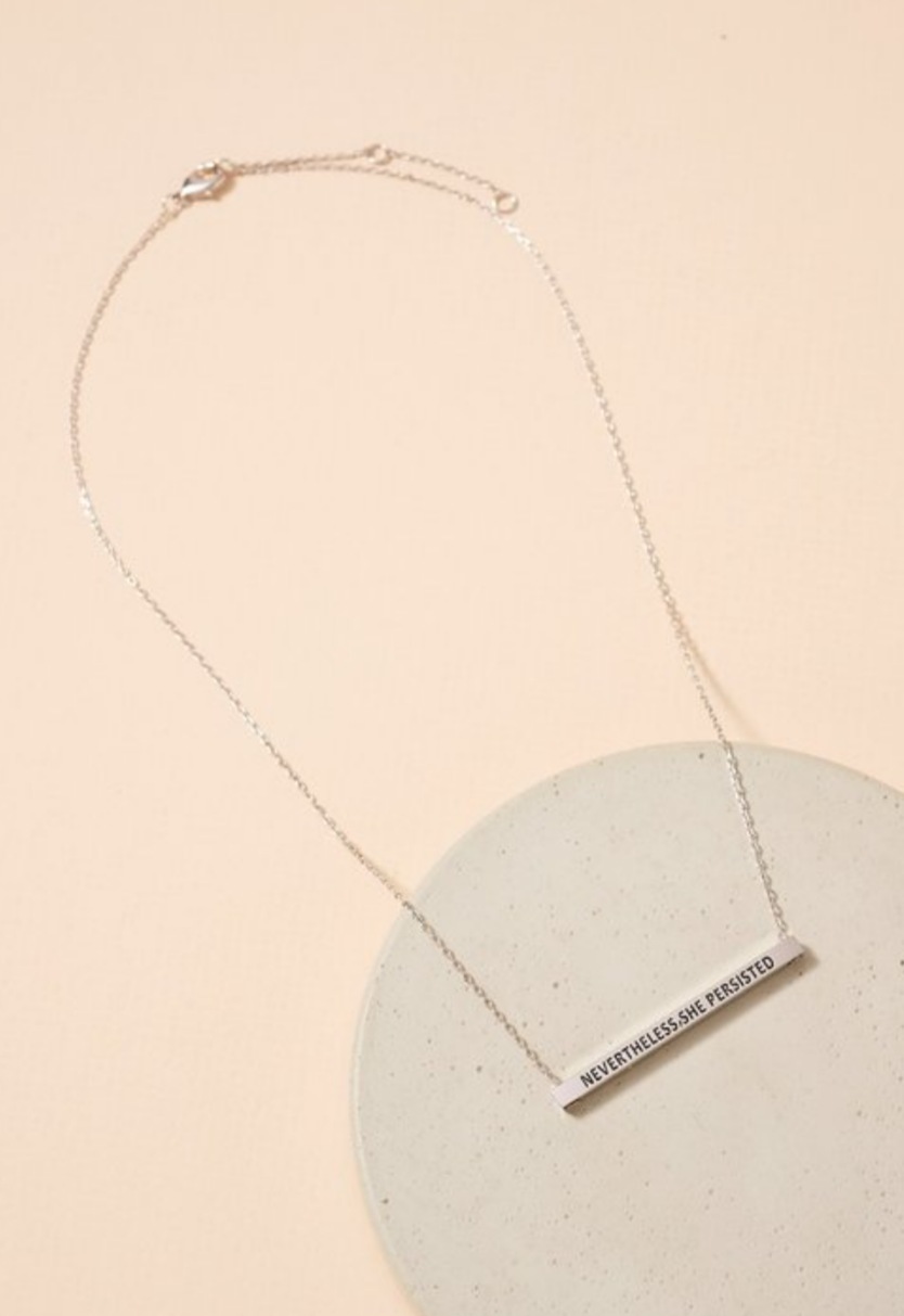 Minimalist Motivational Bar Charm Choker White Gold