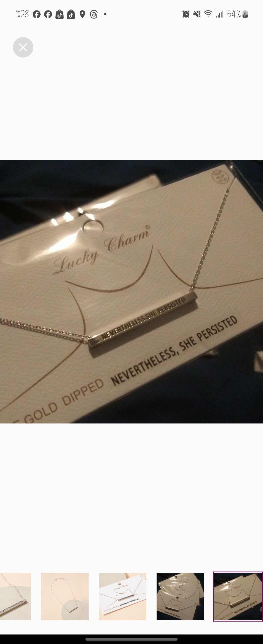 Minimalist Motivational Bar Charm Choker White Gold