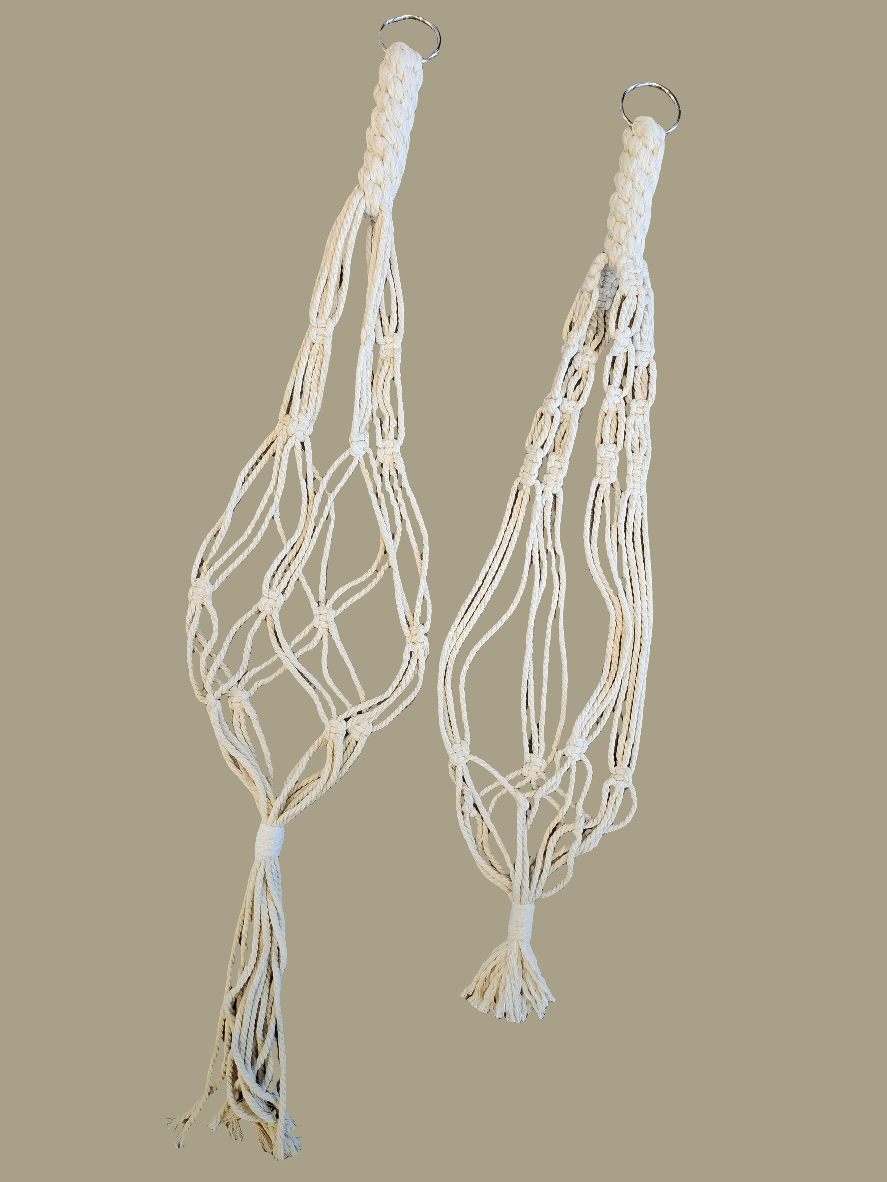 Macrame Hanging Plant Holder Set of Two Bone White 960