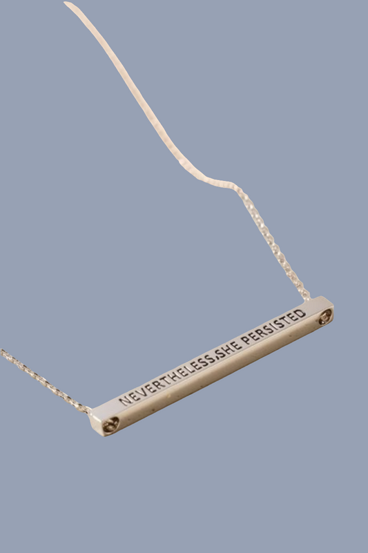 Minimalist Motivational Bar Charm Choker White Gold