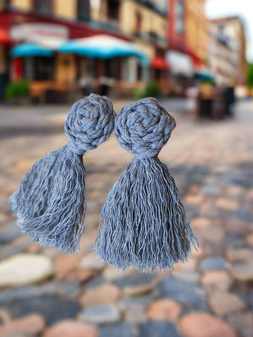 Macrame Pinwheel and Fringe Tassel Soft Statement Earrings