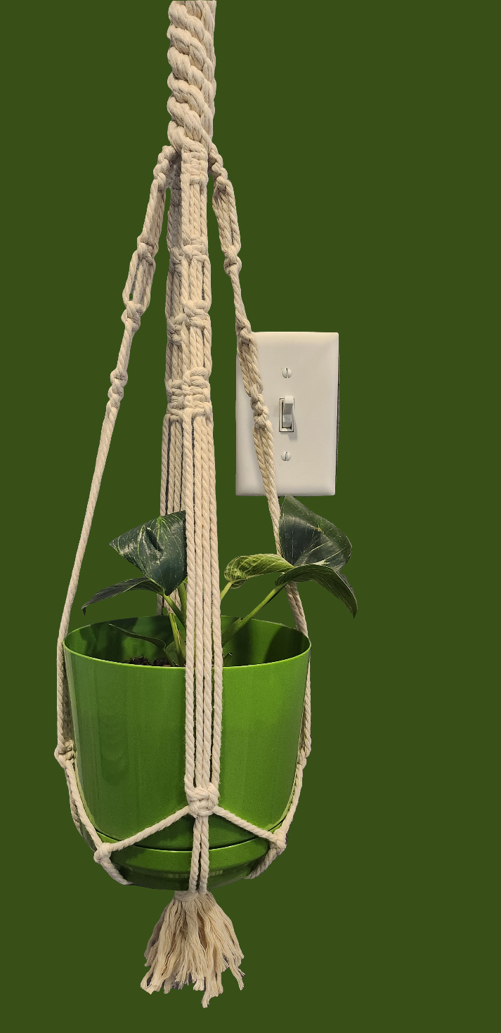 Macrame Hanging Plant Holder Set of Two Bone White 960