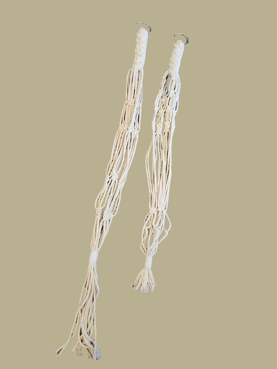 Macrame Hanging Plant Holder Set of Two Bone White 960