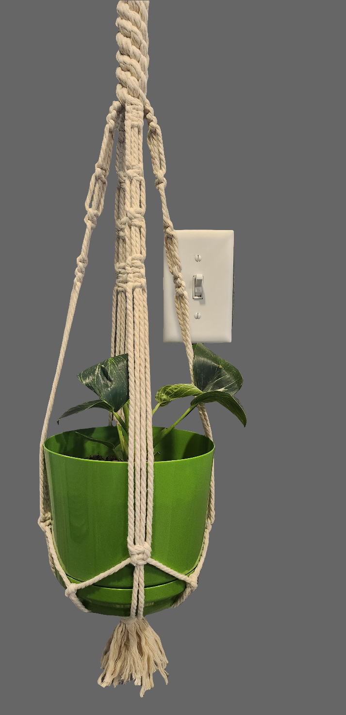 Macrame Hanging Plant Holder Set of Two Bone White 960