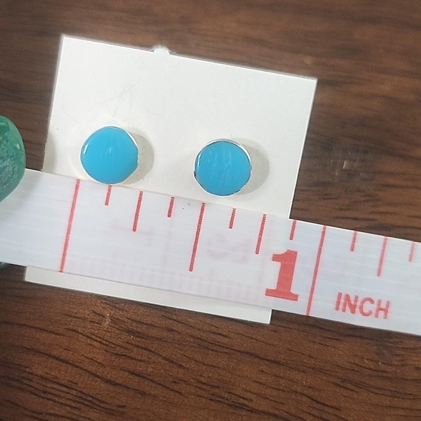 New Zuni Round Turquoise 925 Sterling Silver Stud Earrings Native Handmade