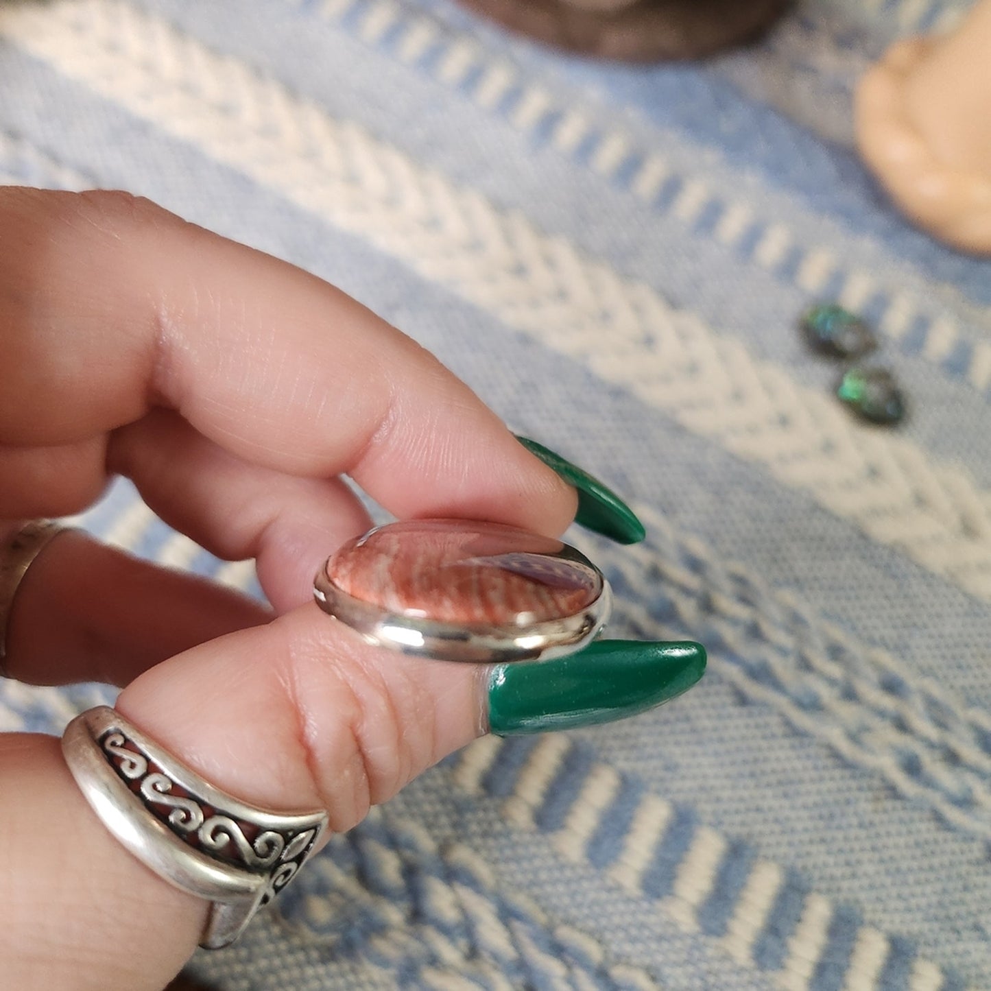 Oval Red Jasper Sterling Silver 925 Pendant | Earthy Boho Statement