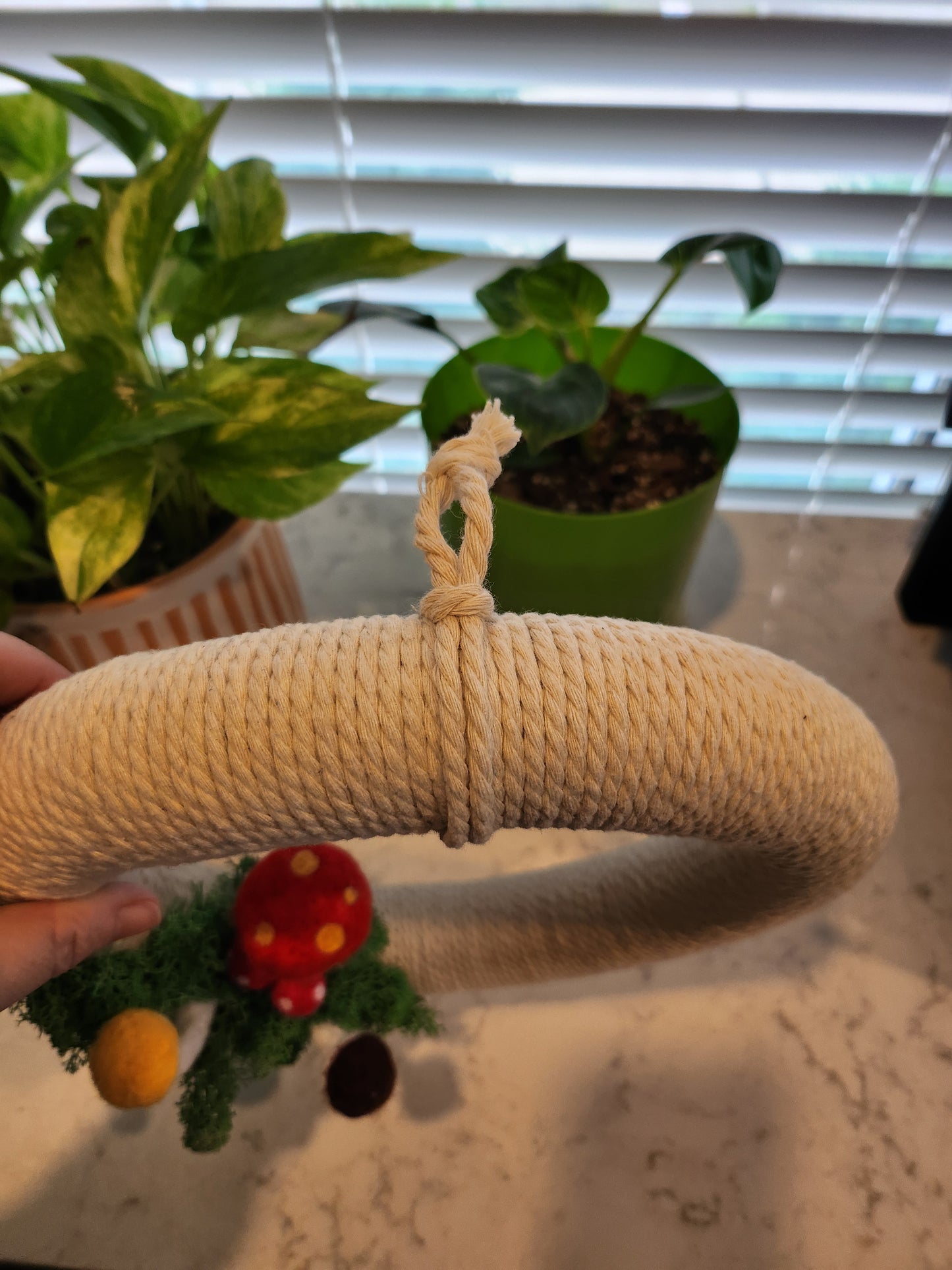 12" Decorative Mushroom and Moss Wall Door Wreath Handmade Needlefelted