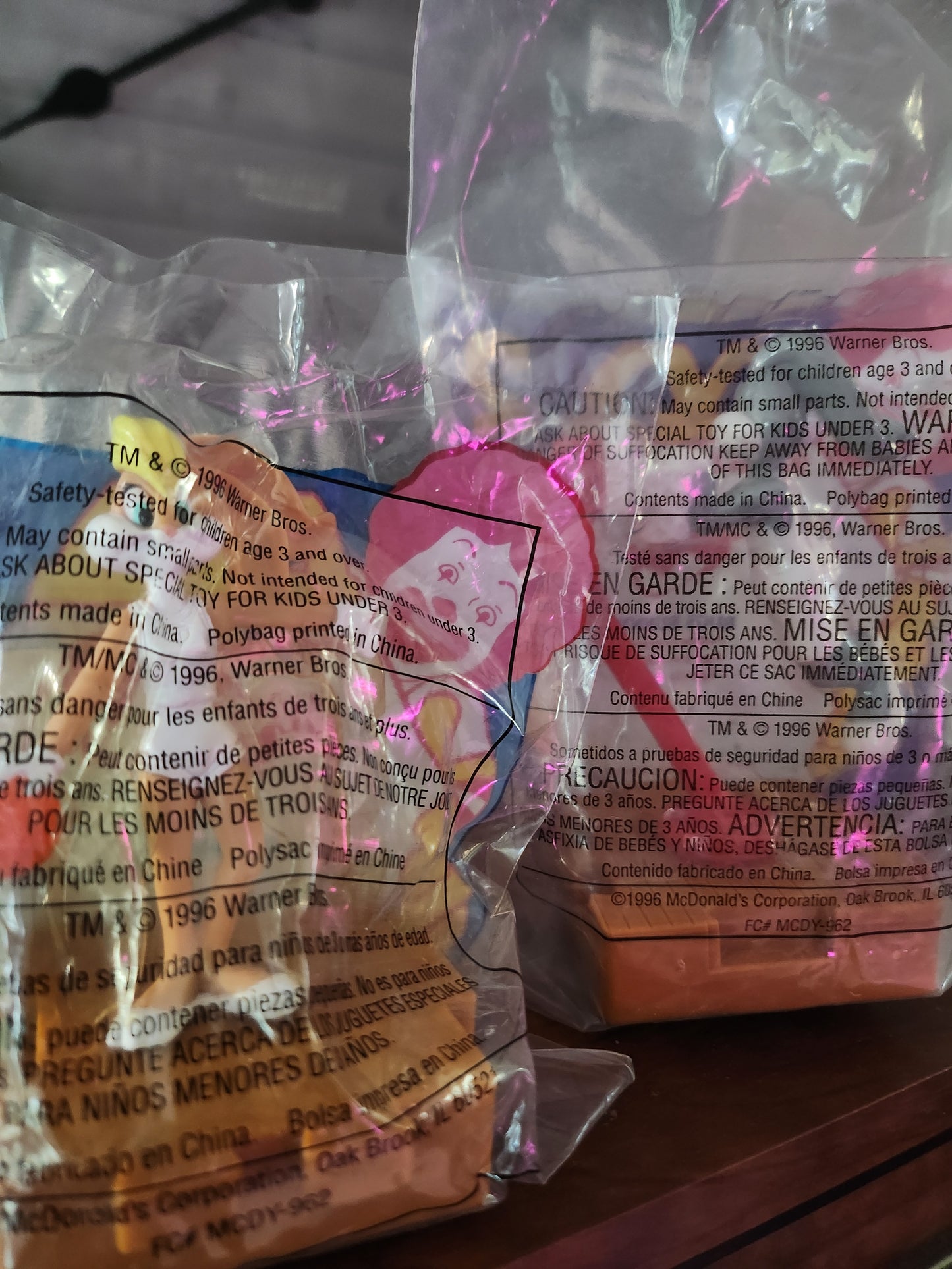 7 1996 Warner Bros Space Jam Unopened McDonald's Toys