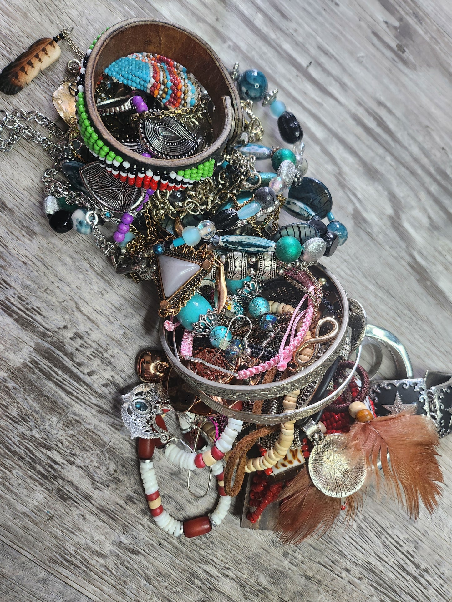 Cowgirl Chic Curated Mystery Jewelry Jar Beaded Western, Boho Charm Lot